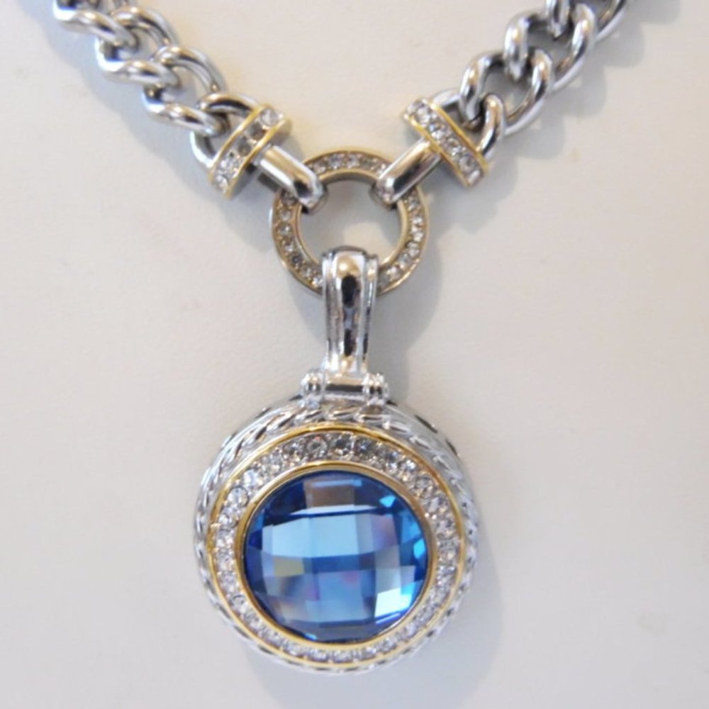 Emma Skye "Versatile Companions" Blue Topaz-Colored Crystal Pendant Necklace